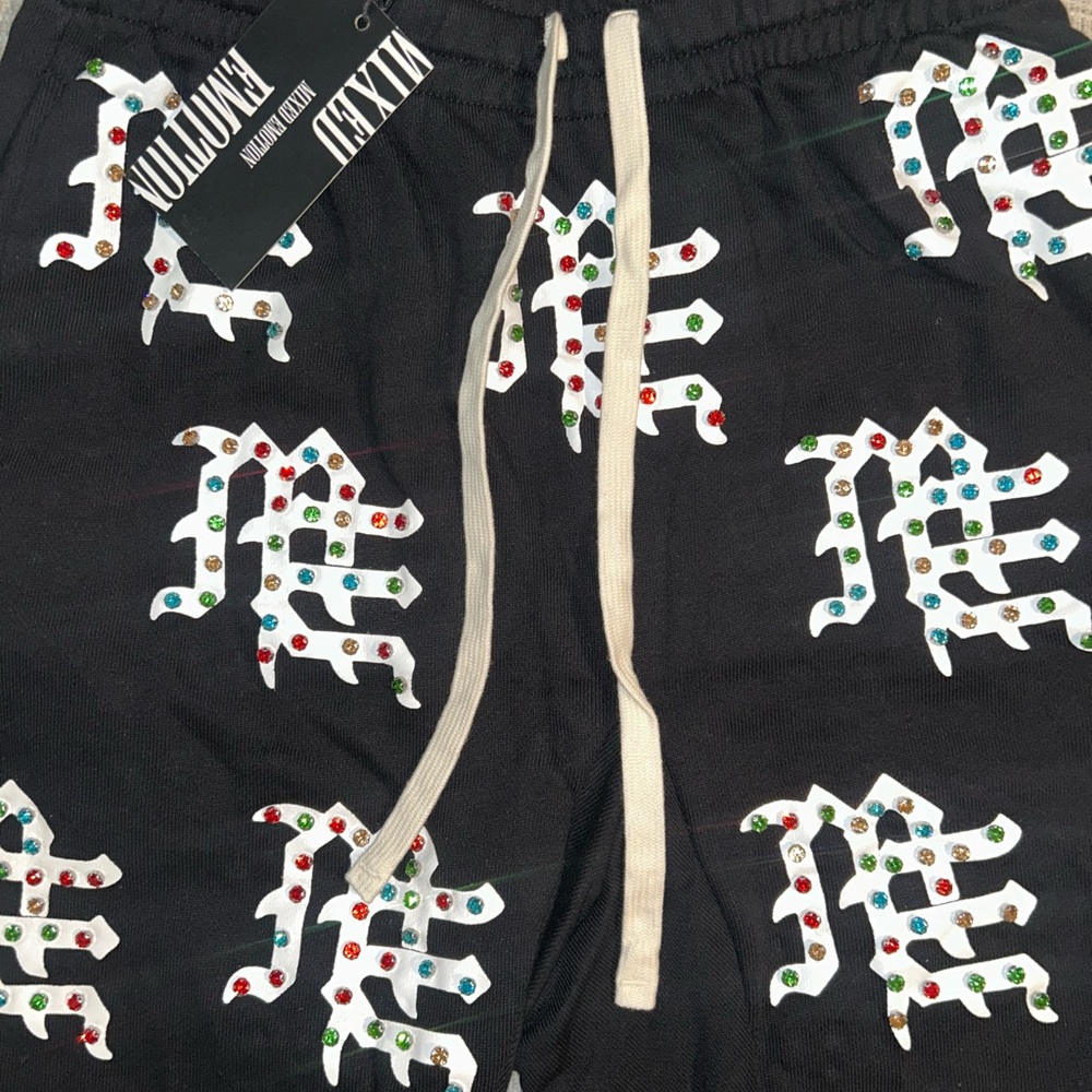 Black Graphic Men Shorts
